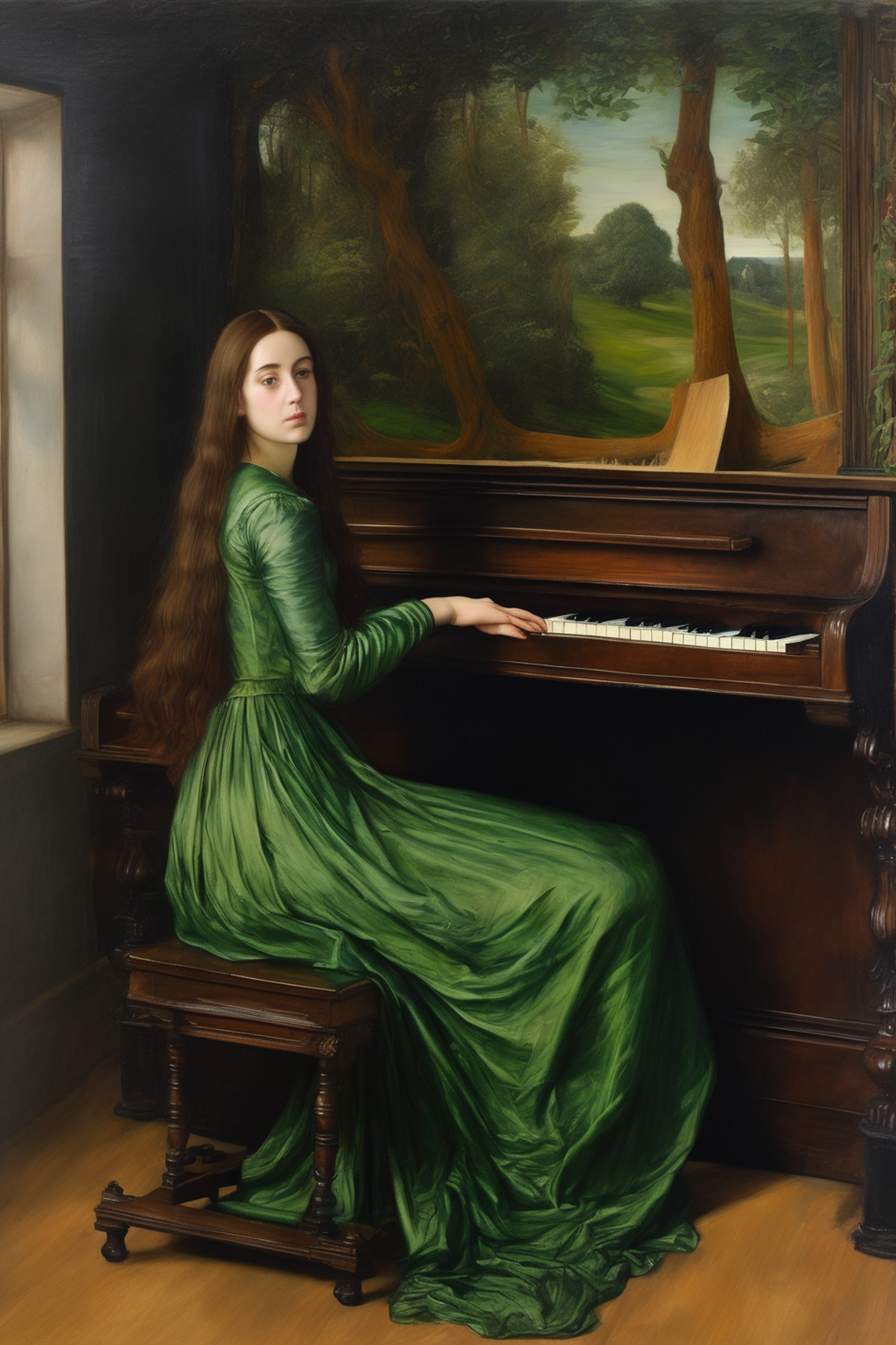 John Everett Millais Style - Pre-Raphaelitism style oil painting portrait in the style of john everett millais, Jeanette a...